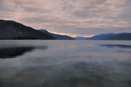 Norway, Sogn Og Fjordane County, Balestrand, the Sognefjorden and Bleia Mountain (1718m) in the background