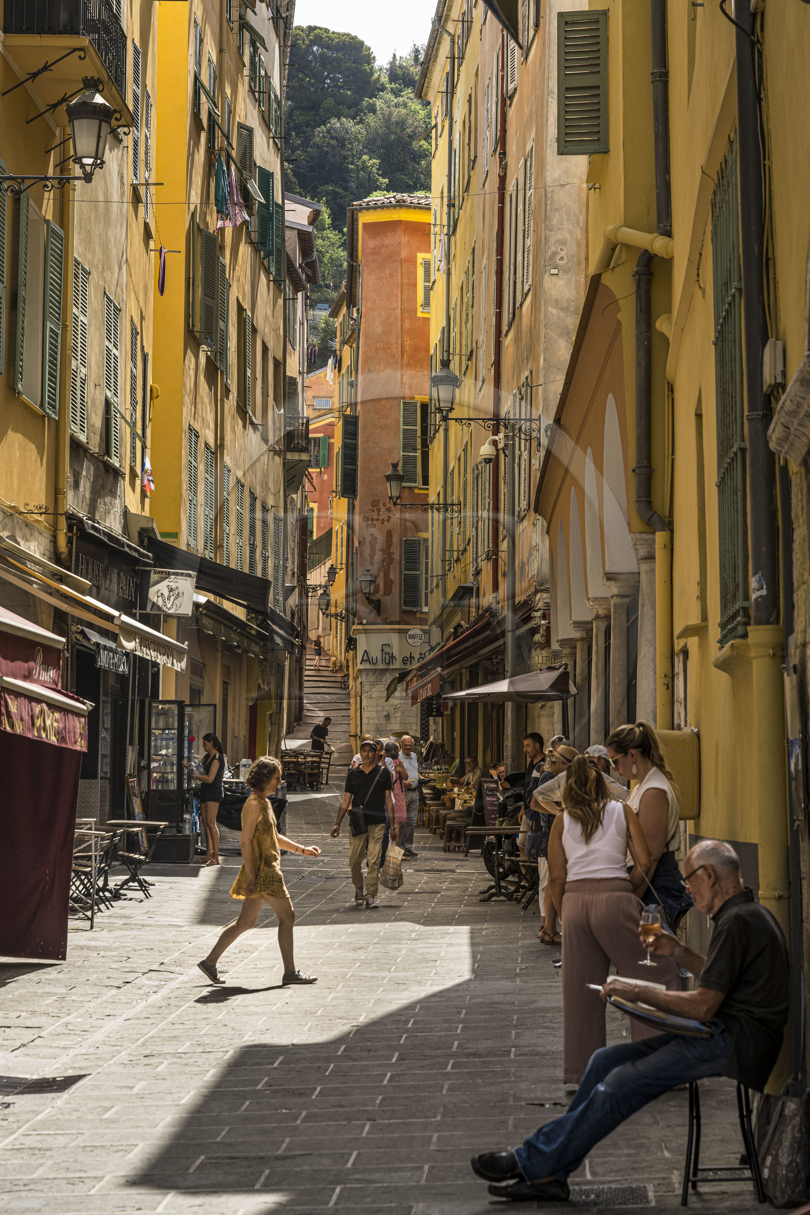 France, Alpes-Maritimes, Nice, listed as World Heritage by UNESCO, Old Nice, rue de la Préfecture street life