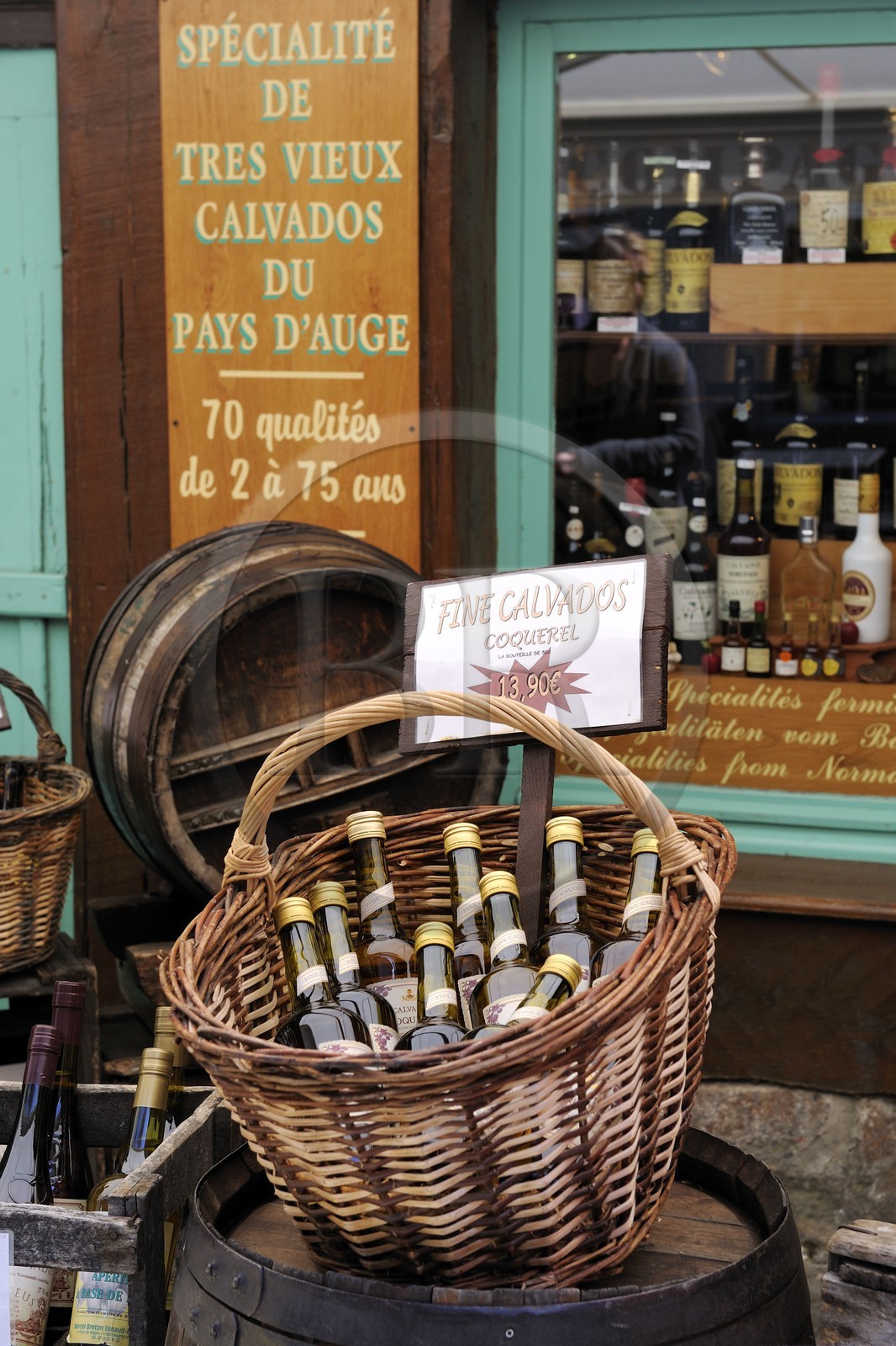 France, Calvados, Honfleur, sale of calvados