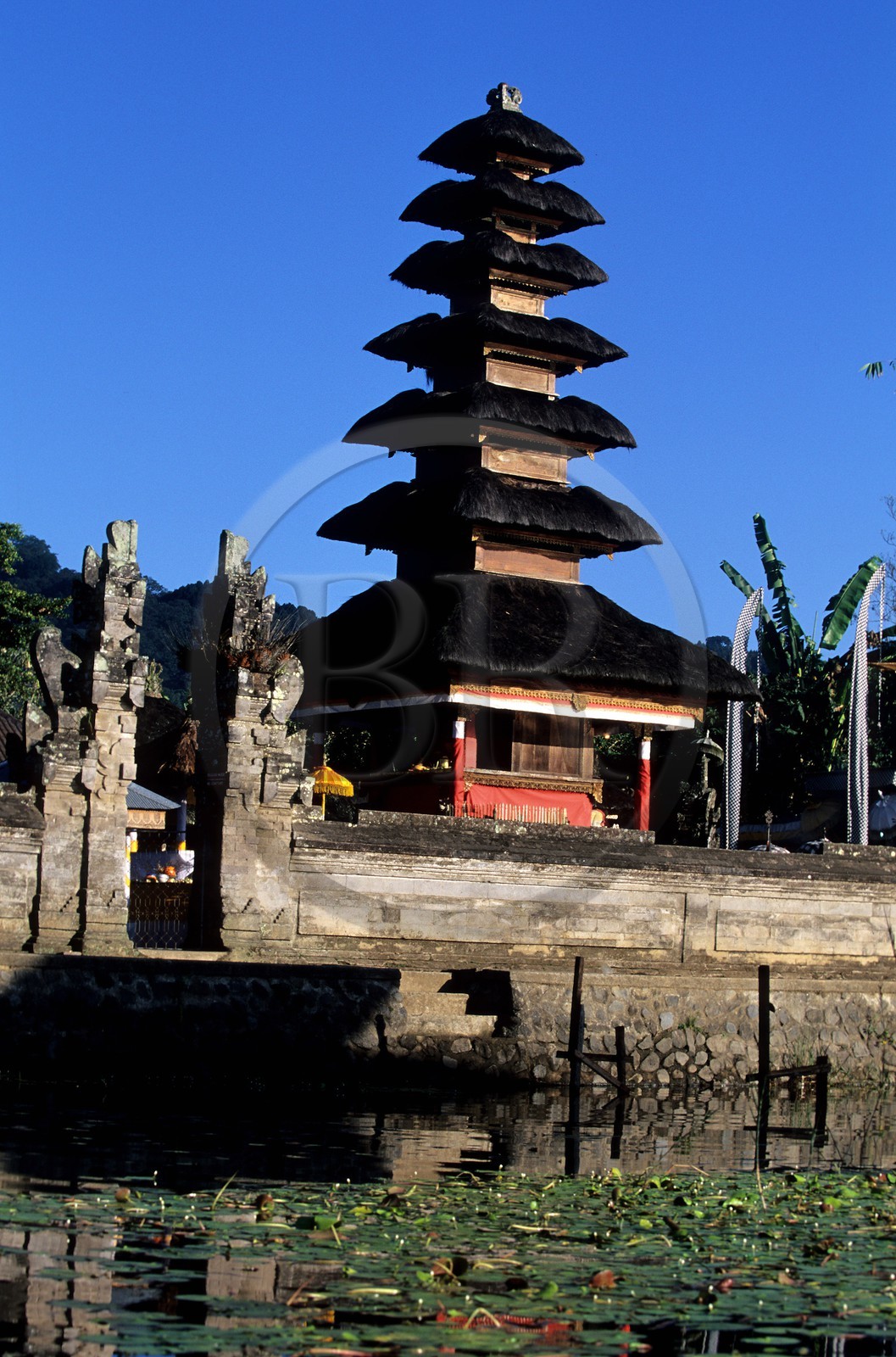 Indonesia, Bali, meru with multiple roofs of Pura Ulun Danu Temple