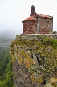 France, Haute Loire, Loire river Valley, Arlempdes, labelized the Most Beautiful Villages of France, ruins of the castle perched on a basalt rock