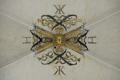 France, Val-de-Marne (94), Vincennes, le château de Vincennes, la Sainte Chapelle, clef de voute