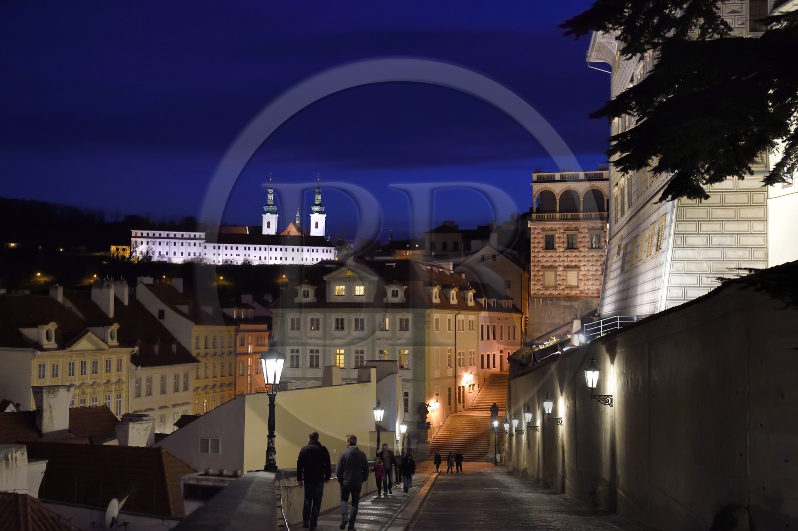 Czech Republic, Prague, Hradcany (Castle district), the rise to royal castle Ke Hradu and the Strahov Monastery in the background