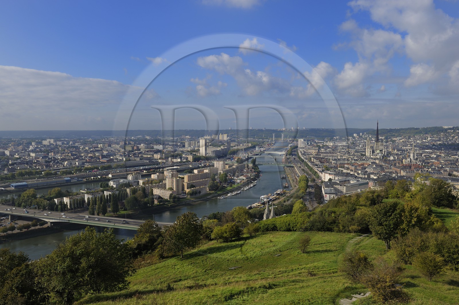 France, Seine Maritime, Rouen, view over the Seine and the city center