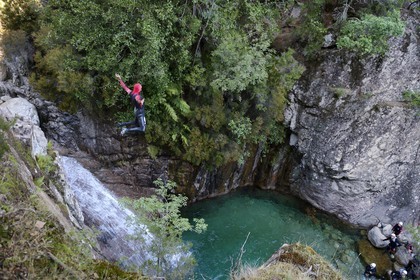 France, Corse-du-Sud (2A), Alta Rocca, Bavella, canyoning dans le torrent de Polischellu