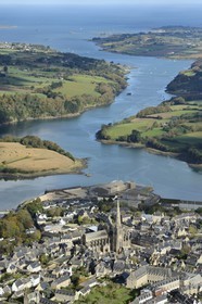 France, Cotes-d'Armor, Treguier, Saint Tugdual cathedral (aerial view)