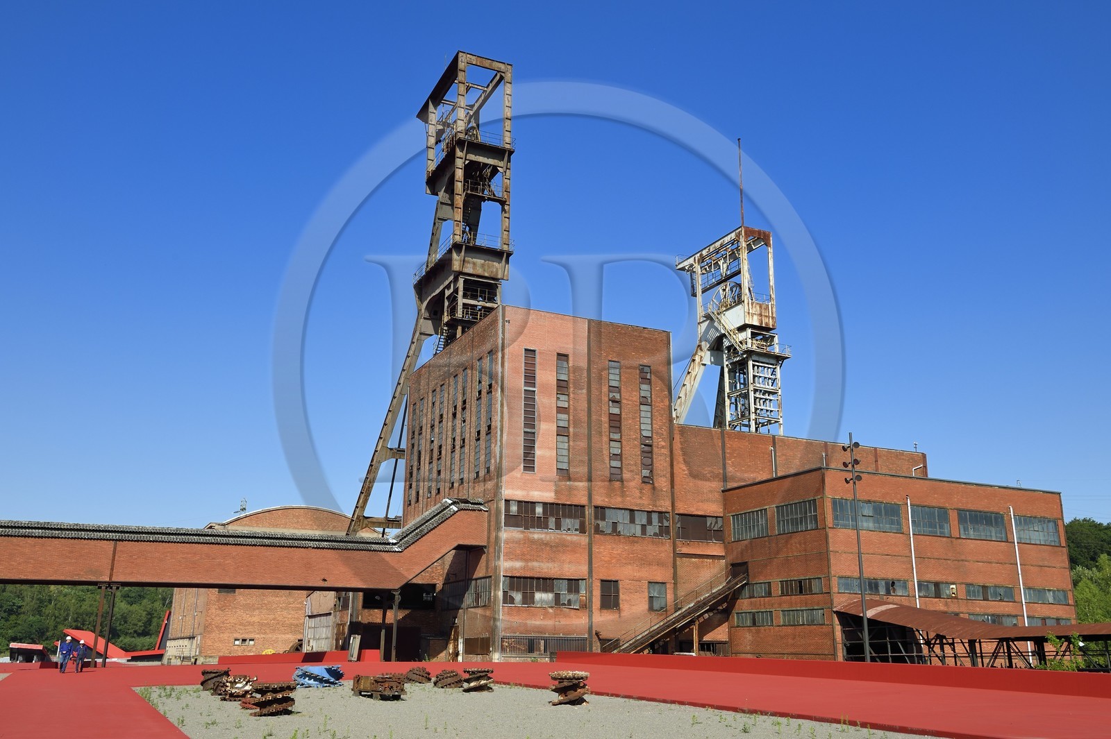 France, Moselle, Petite Rosselle, carreau Wendel museum, mine shafts headframe Wendel 1 and 2