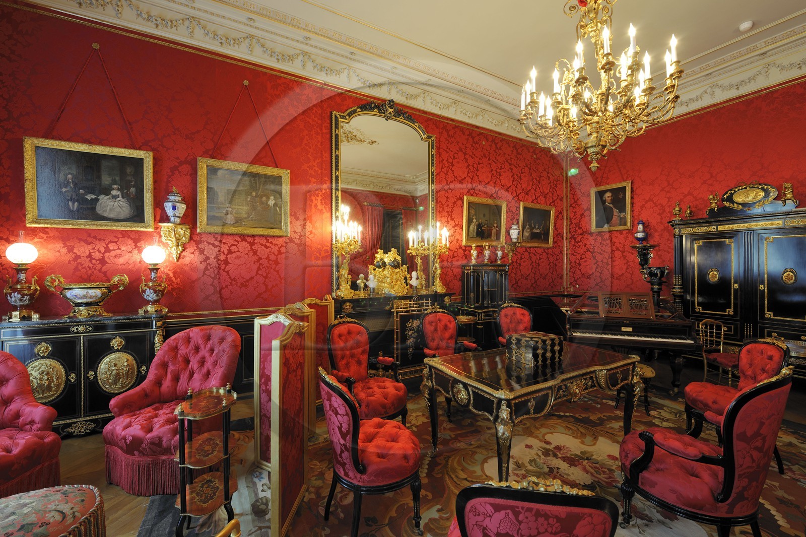 France, Herault, Montpellier, historical center, Fabre museum, Cabrieres Sabatier d'Espeyran mansion (hotel de Cabrieres Sabatier d'Espeyran), the Red Living room, compulsory mention: managed by Montpellier Agglomeration