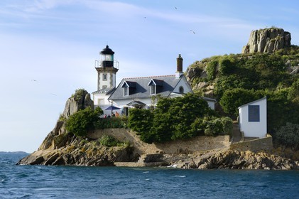 France, Finistère (29), baie de Morlaix, Carantec,  maison-phare de l'Ile Louet (aussi une maison d'hôtes en saison estivale)