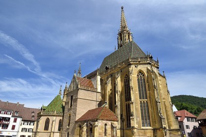 France, Haut-Rhin (68), Route des vins d'Alsace, Thann, la collégiale Saint-Thiebaut du XIVème siècle
