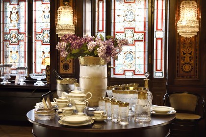 République Tchèque, Prague, Nove Mesto, la cristallerie Moser installée dans l'ancien appartement de la famille Moser dans la rue Na Prikope