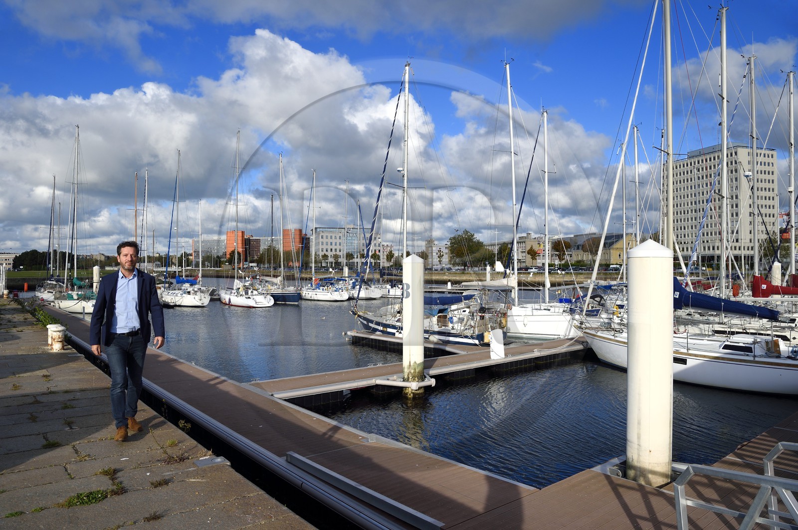 France, Seine-Maritime (76), Le Havre, port de plaisance du bassin Vauban, Gilda Gautier directeur du port de plaisance et délégué général de la Transat Jacques Vabre