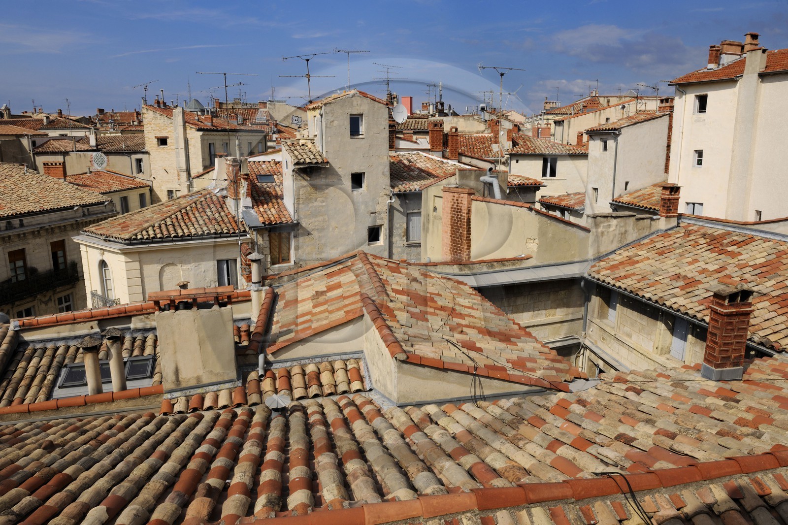 France, Hérault (34), Montpellier, centre historique, l'Ecusson, les toits depuis l'hôtel particulier Montcalm