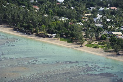 France, île de la Réunion, la Cote Ouest, le lagon de Saint-Gilles-Les-Bains, l'Ermitage-les-Bains (vue aérienne)