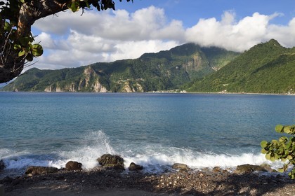 Caribbean, Dominica Island, Soufriere Bay seen from the Cachacrou Peninsula at Scotts Head