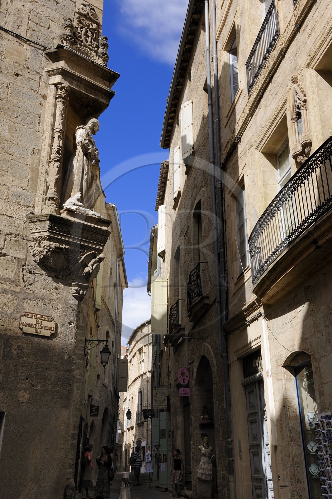 France, Hérault (34), Pézenas, vieille ville, niche Renaissance rue A. Sabatier