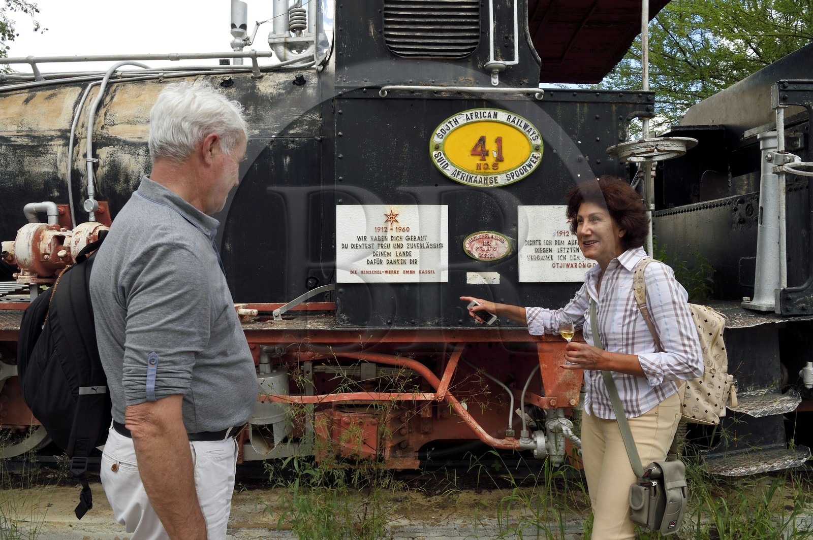 Namibia, Otjozondjupa region, Otjiwarongo train station, old steam locomotive of 1912 used until 1960 by the South African Railways
