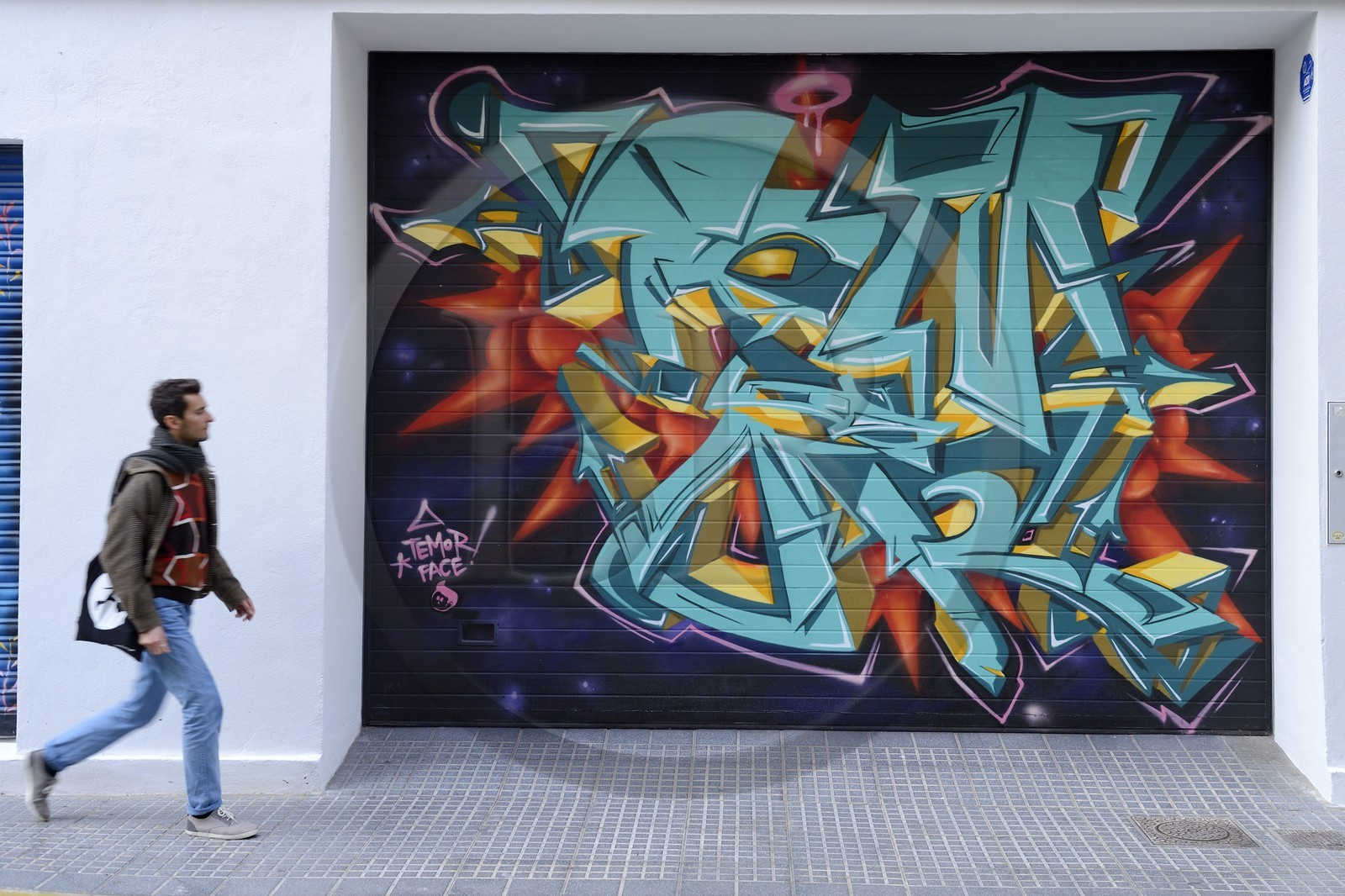 Spain, Andalusia, Malaga, Soho district, barrio de las Artes (Arts District), Maus street art, mural in calle Somera