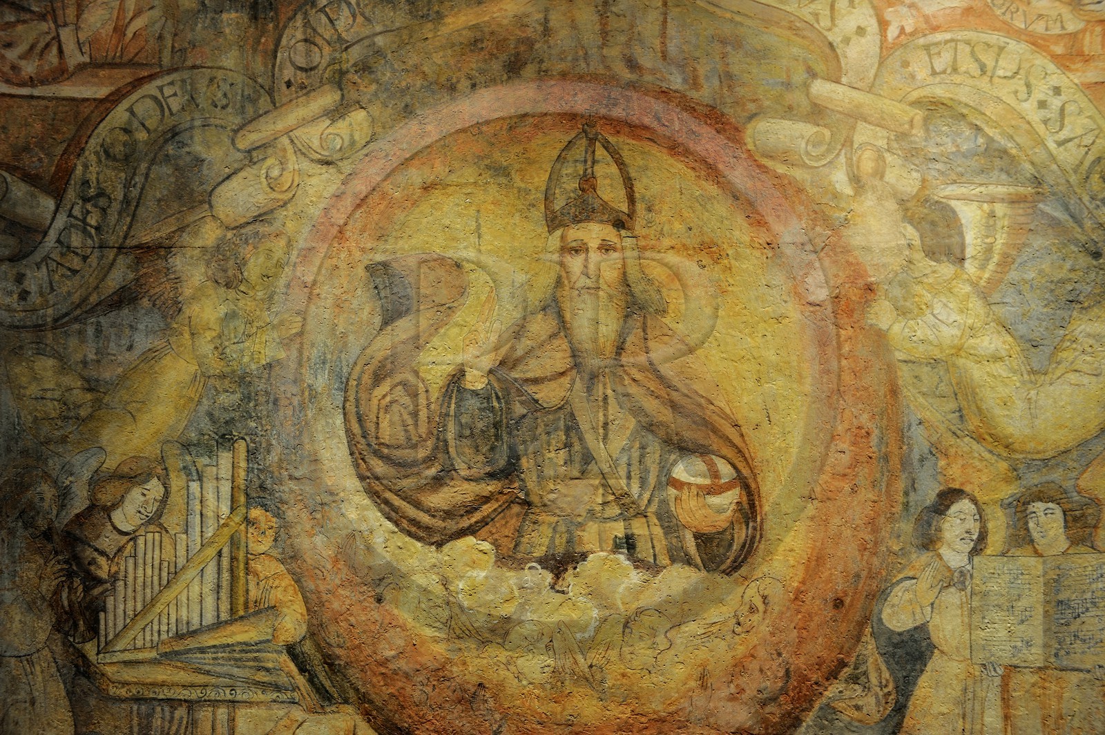 Portugal, Minho region, Guimaraes, town listed as World Heritage by UNESCO, Alberto Sampaio museum in the former convent de Nossa Senhora Da Oliveira, The Eternel father giving his blessing 1530