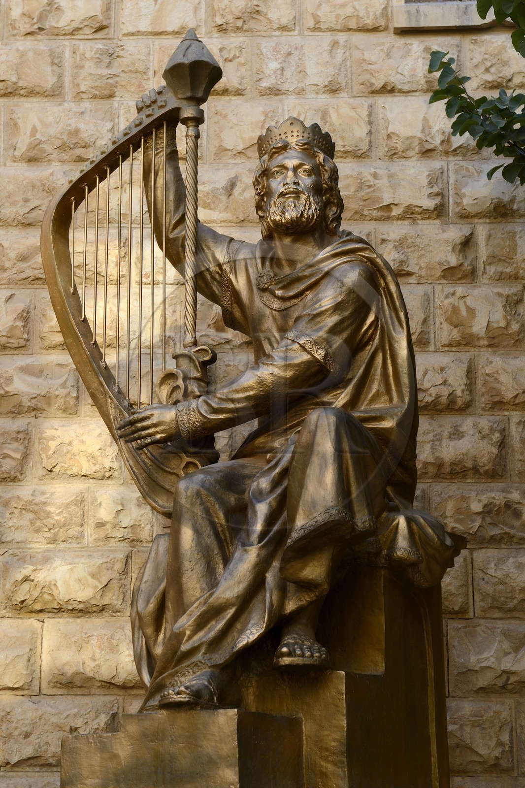 Israel, Jérusalem, ville sainte, vieille-ville classée Patrimoine Mondial de l'UNESCO, Mont Sion, statue du Roi David