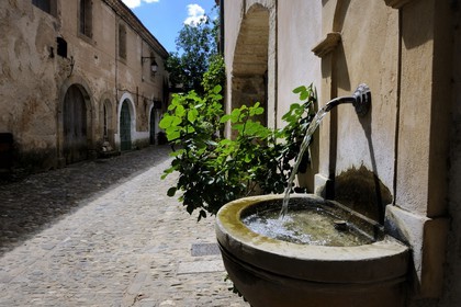 France, Hérault (34), Villeneuvette, ancienne manufacture royale, la Grand-Rue et ses batiments du 17ème siècle