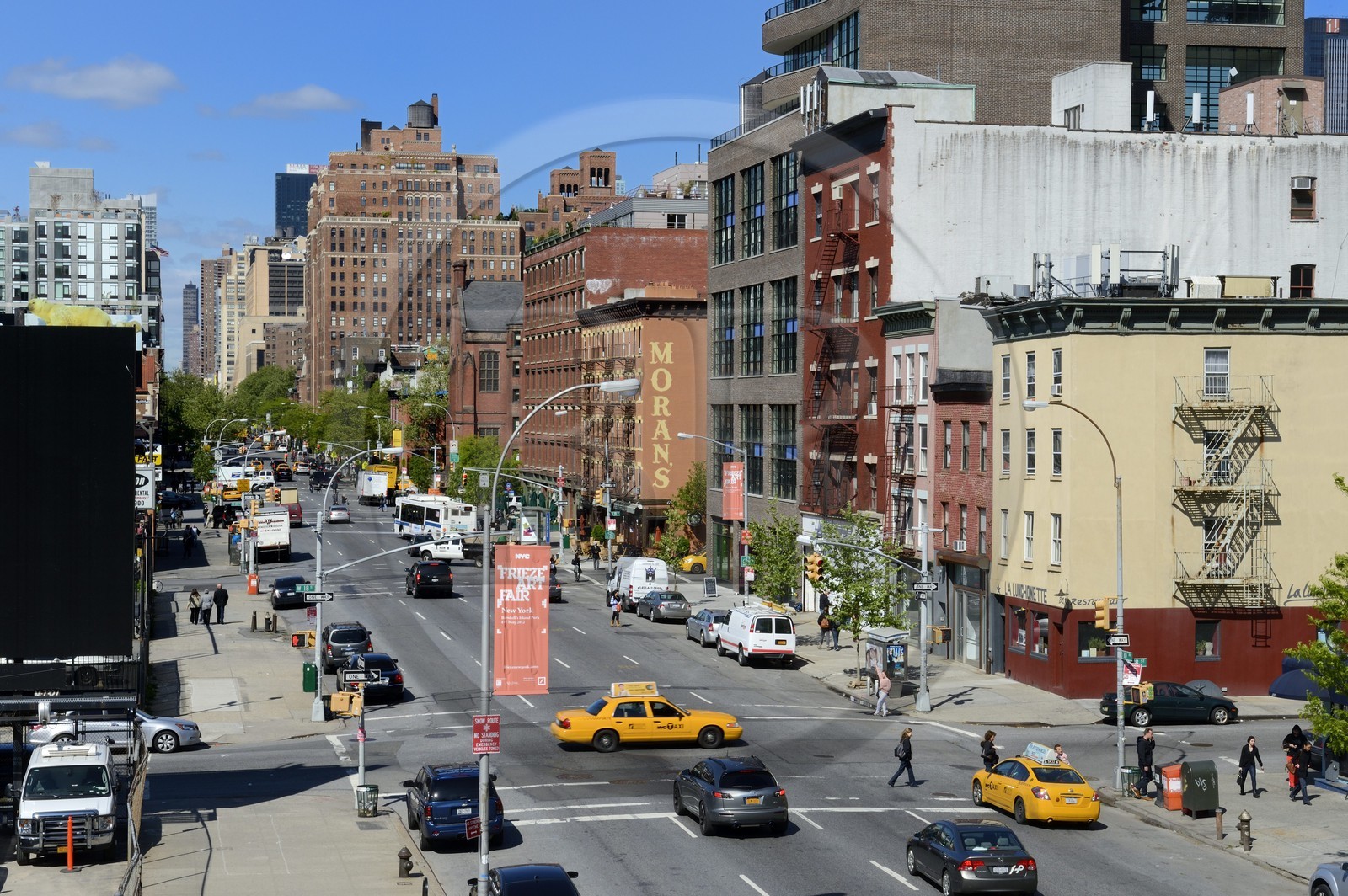 Etats-Unis, New York, Manhattan, Meatpacking district (Gansevoort Market), la 10th Avenue vers W17th Street, vu depuis le High Line Park