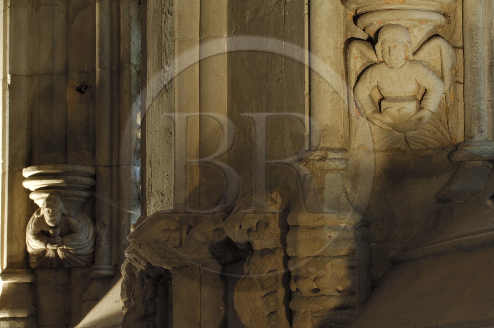 Royaume-Uni, Ecosse, Midlothian, Roslin, la Chapelle Rosslyn, l'ange qui ramène le coeur du chevalier à Jerusalem