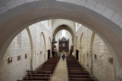 France, Dordogne, Perigord Blanc, Chancelade Romanesque abbey, nave of the abbey church