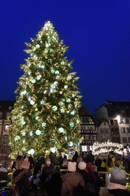 France, Bas Rhin, Strasbourg, old town listed as World Heritage by UNESCO, the big Christmas tree in place Kléber