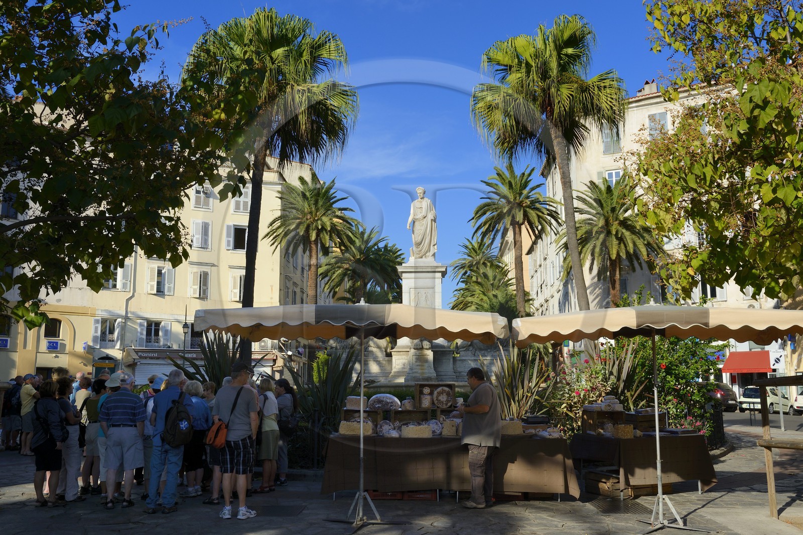 France, Corse du Sud, Ajaccio, Place Marechal Foch (square also known as Place des Palmiers), statue of Napoleon Bonaparte as a Roman consul by sculptor Massimiliano Laboureur