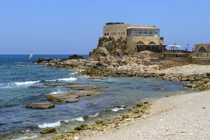 Israël, district d'Haifa, Césarée (Caesarea Maritima), port  de la citadelle des croisés construit sur les ruines de Césarée