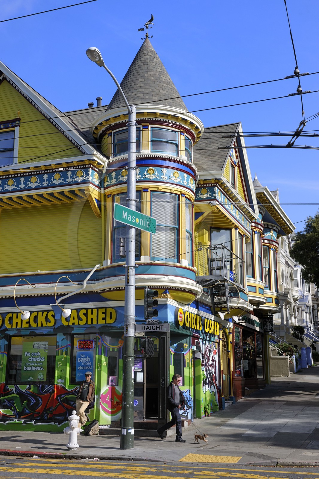 Etats-Unis, Californie, San Francisco, quartier anciennement hippie de Haight Ashburry, angle de Masonic et Haight street