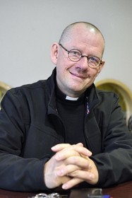 France, Bas-Rhin (67), Mont Saint-Odile, abbaye de Hohenbourg encore appelée couvent du Mont-Sainte-Odile, le père Christophe Schwalbach recteur du sanctuaire