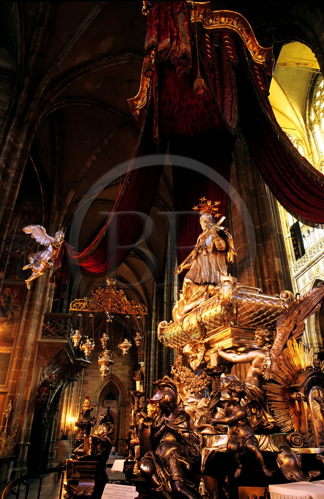 Czech Republic, Prague, the tomb of St John of Nepomuk in the Saint Vitus cathedral