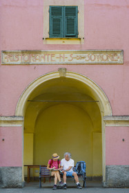 Italie, Ligurie, Cinque Terre, parc national des Cinque Terre classé Patrimoine Mondial de l'UNESCO, village de Monterosso al Mare, le sanctuaire de Nostra Signora de Soviore