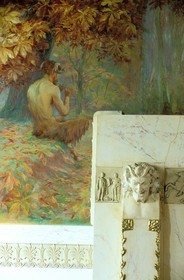 France, Savoie, Aix les Bains, old Royal Splendide palace, detail of inside decoration