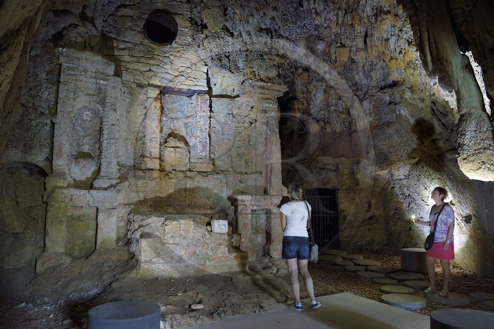 France, Var, Provence Verte, Barjols, troglodyte Convent of the Carmelites Dechaux, the chapel with shells