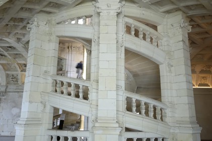 France, Loir et Cher (41), Vallée de la Loire classée Patrimoine Mondial de l' UNESCO, château de Chambord, l'escalier à double révolution attribué à Léonard de Vinci