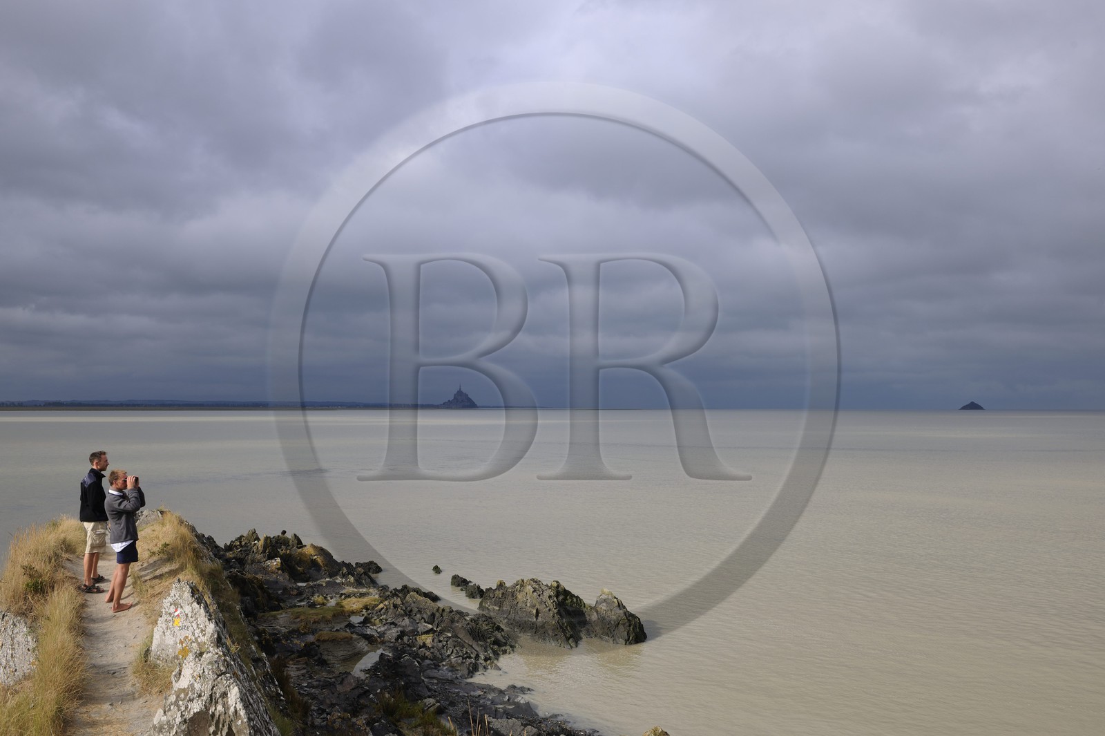 France, Manche (50), la Baie du Mont-Saint-Michel et le Mont depuis le Groin du Sud