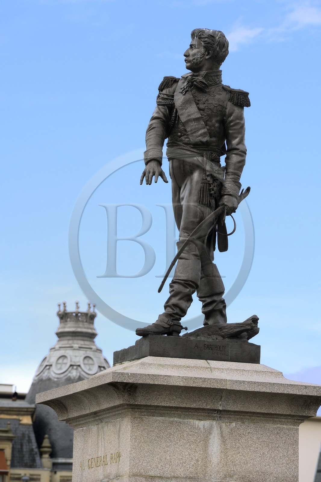 France, Haut-Rhin (68), Colmar, place Rapp, le Monument Rapp réalisé en 1854 par Auguste Bartholdi