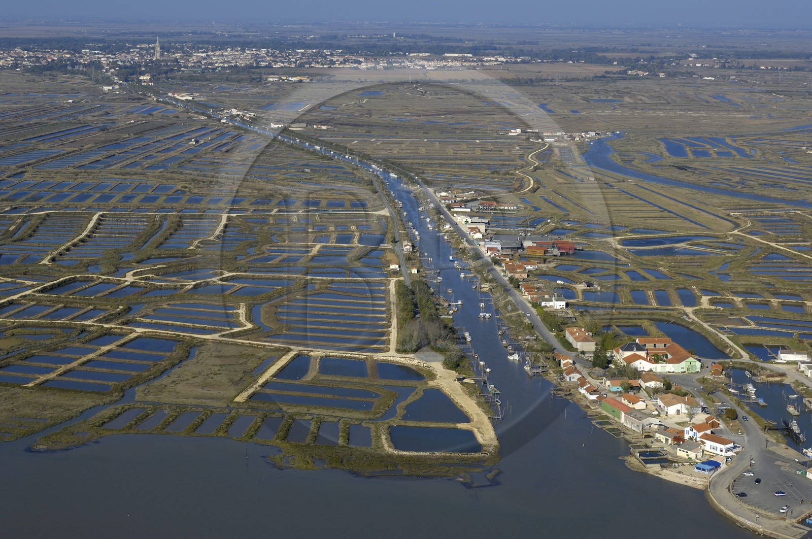 France, Charente-Maritime (17), bassin de Marennes-Oléron, Marennes, Claires et port de la Cayenne (vue aérienne)