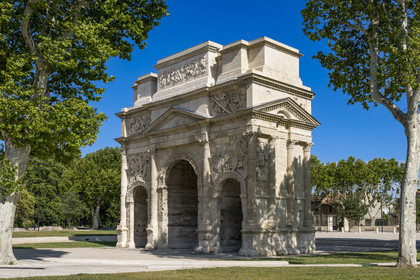 France, Vaucluse (84), Orange, l'arc de triomphe d'Orange, classé Patrimoine Mondial de l'UNESCO, arc monumental romain du début du Ier siècle