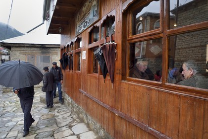 Azerbaijan, Ismailli region, Lahij (Lahic), the cafe