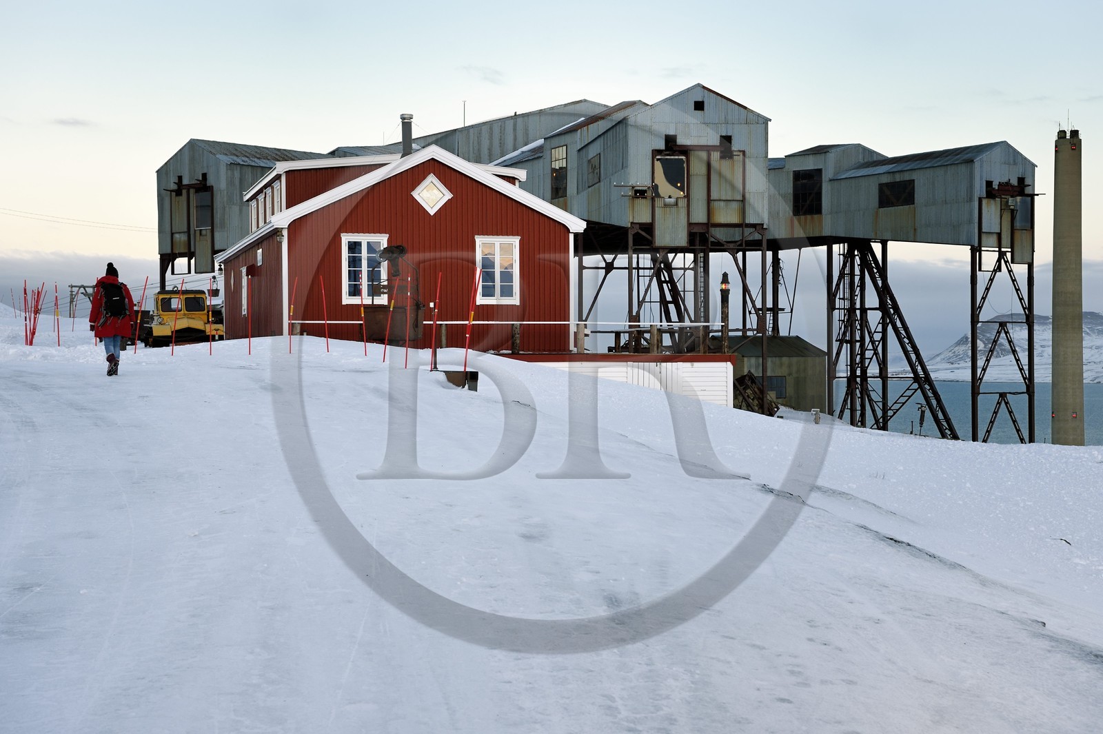 Norway, Svalbard, Spitzbergen, Longyearbyen, Taubanesentralen, abandoned central cableway building used for transporting coal in carts from the mines to the harbour