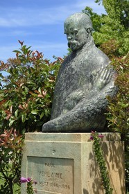 France, Moselle (57), Metz, jardins de l'Esplanade, buste de Paul Verlaine qui est né à Metz