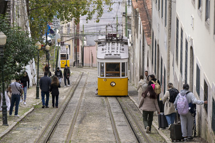 Portugal, Lisbon, Bairro Alto district, Elevador da Gloria, funicular