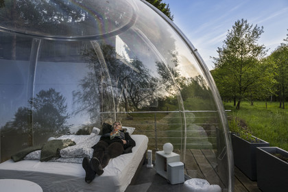 France, Moselle, Parc regional des Vosges du nord (Northern Vosges Regional Natural Park), Siersthal – Holbach near Bitche, Bed and Breakfast la Grange d’Hélène, the rigid bubble