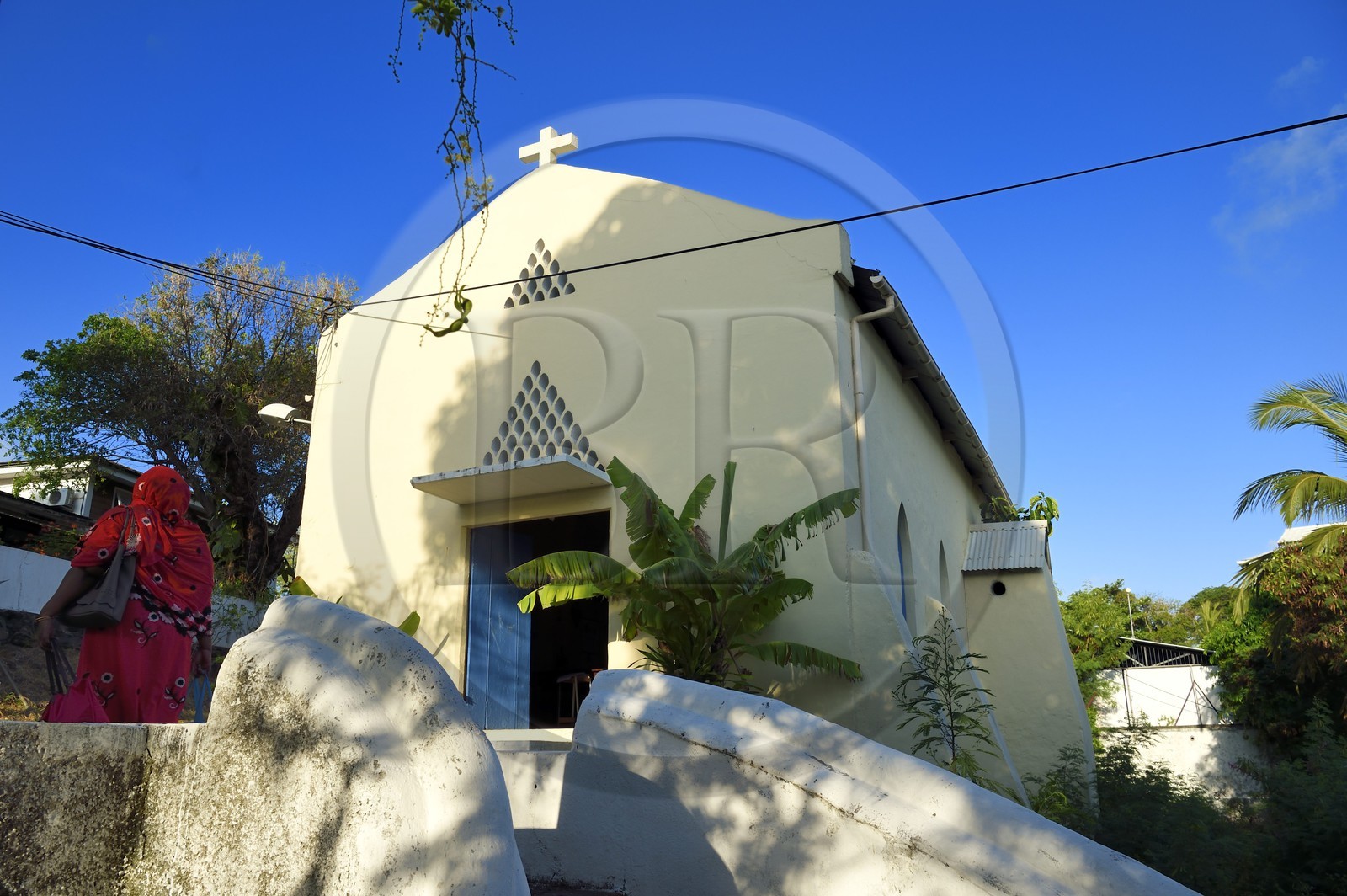 France, Ile de Mayotte, Petite-Terre, Dzaoudzi le centre administratif de Mayotte, église Saint Michel de Petite Terre