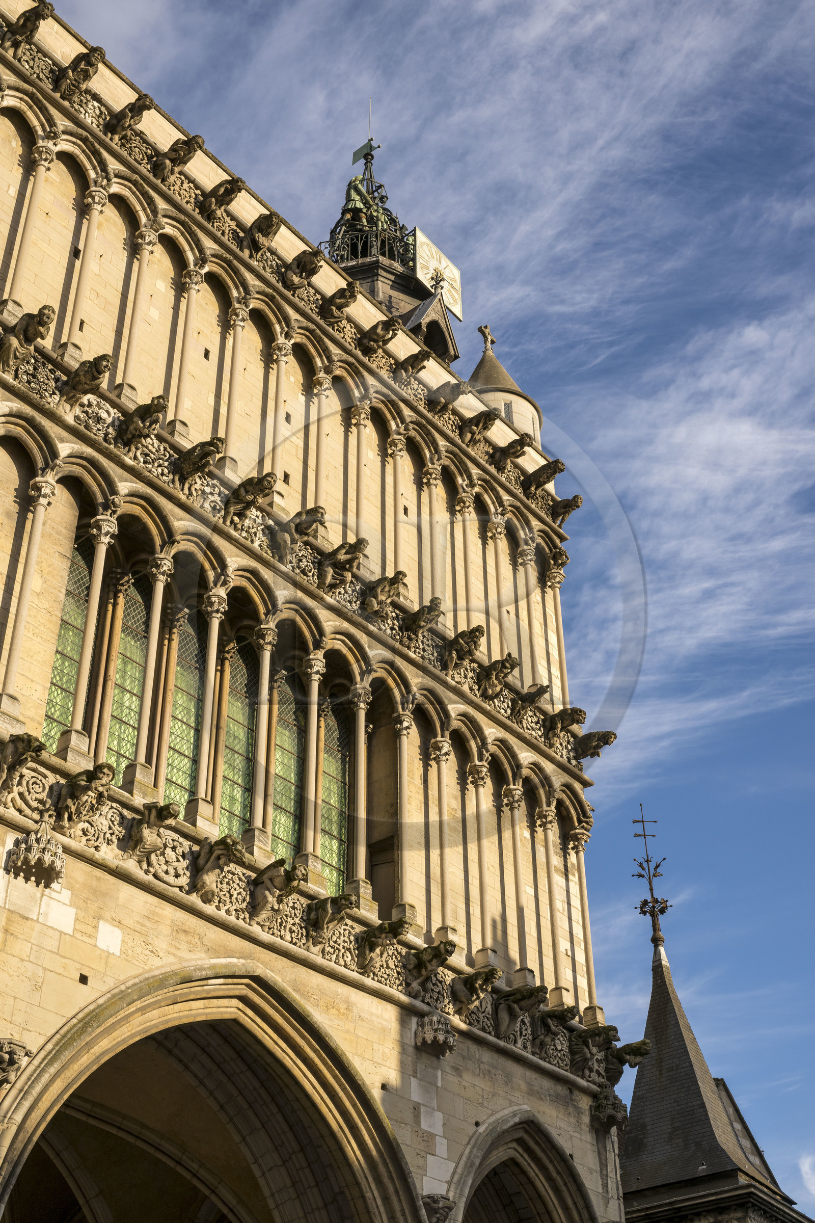 France, Cote d'Or, Dijon, area listed as World Heritage by UNESCO, Notre Dame church, gargoyles on the facade