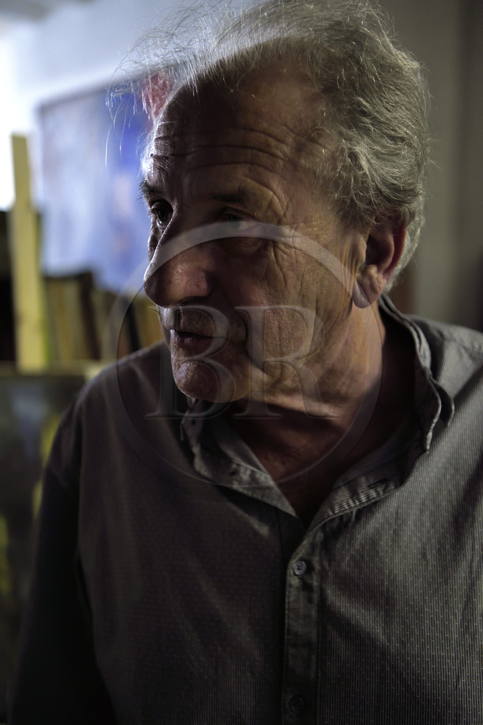 France, Var, Toulon, the artist painter Serge Plagnol in his studio